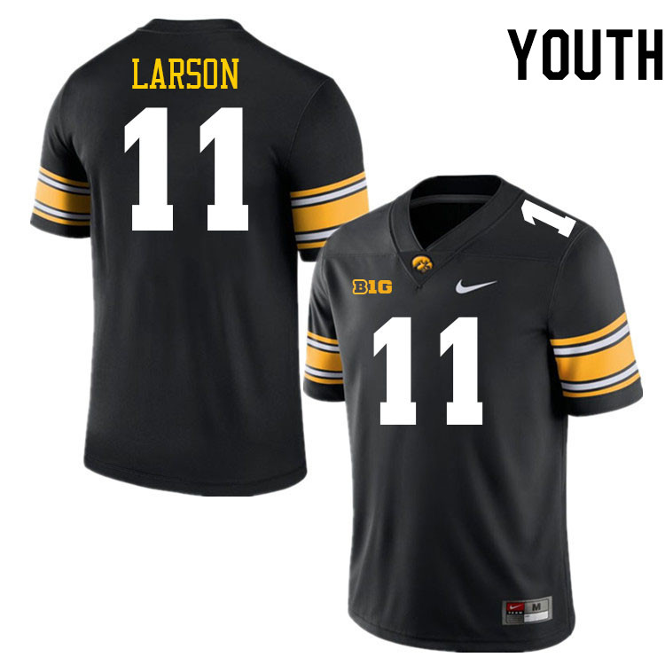 Youth #11 Drew Larson Iowa Hawkeyes College Football Jerseys Stitched-Black